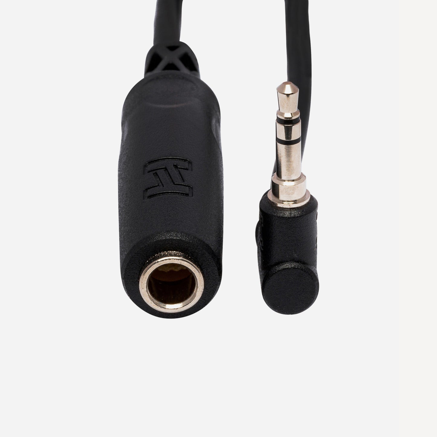 Hosa Headphone Adapter - MHE-100.5 - 1/4 in TRS to Right-angle 3.5 mm TRS